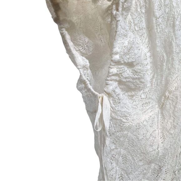 Anthropologie KNITTED & KNOTTED Cille Beaded Lace Top Ivory Blouse S - Picture 6 of 11